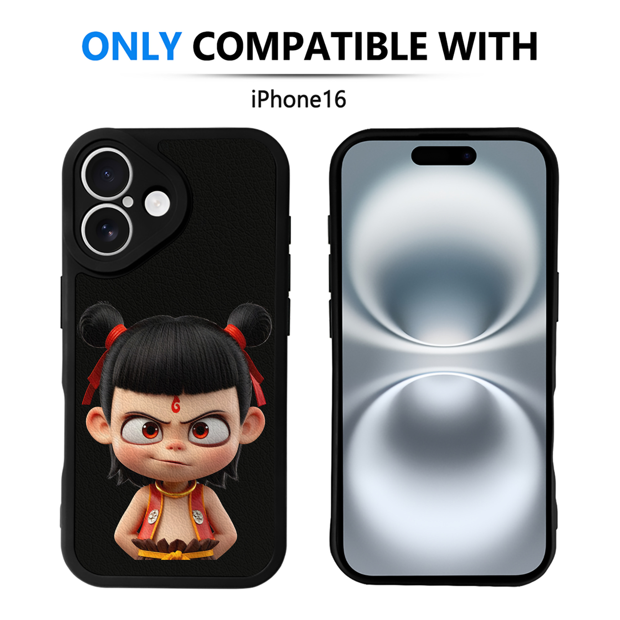 （画像用） Ne Zha 2 ナタ 魔童の大暴れ 【iPhone 16シリーズ対応】シリコンスマホケース（レザー調） 材質：シリコン